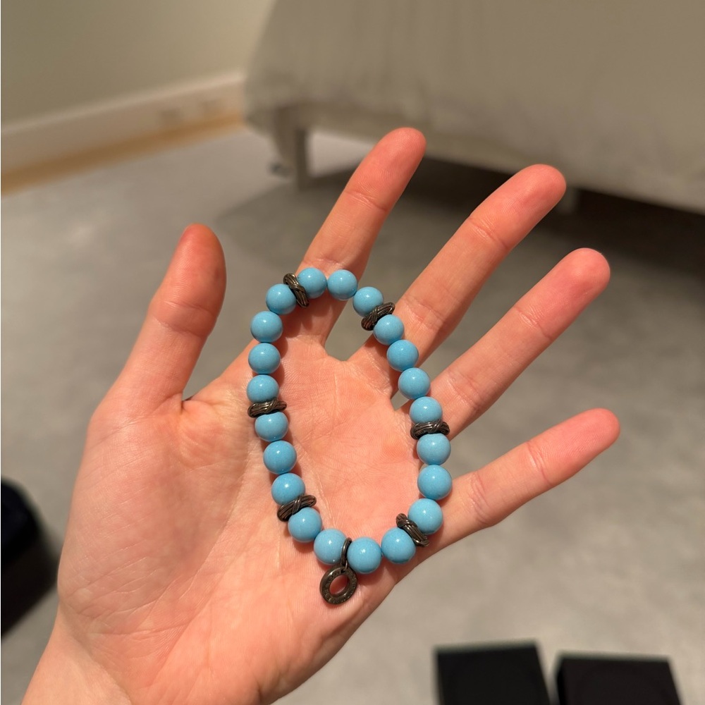 Peter Thomas Roth Designer Blue Bead Sterling Silver Stretchy Bracelet retired - Picture 4 of 7